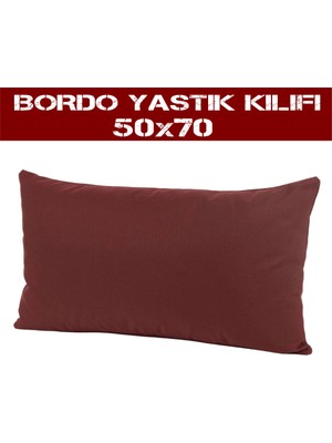 Hediye Nest Bordo 2'li Yastık Kılıfı Siyah Fermuarlı 50 x 70 cm