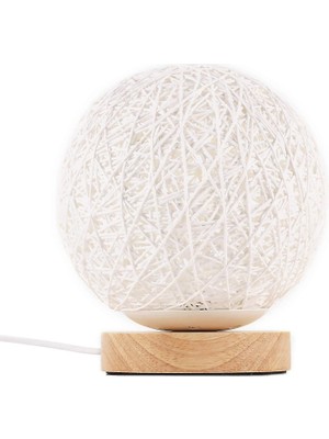 Xinh Lambalar LED Ahşap Masa Lambası Yaratıcı Ahşap Rattan Küresel Top Başucu Gece Işığı H -Knit (Yurt Dışından)