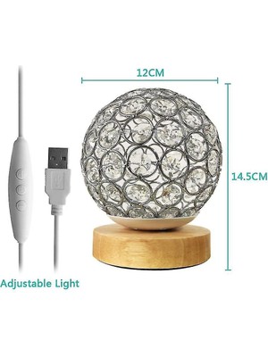 Xinh Lambalar Kristal USB Masa Lambası Gümüş Kristal Topu Ahşap Bankası Başucu Masa Lambası Dim Modern (Yurt Dışından)