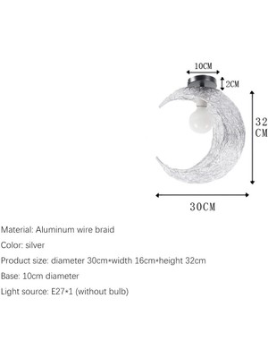 Xinh 30 cm Özel Şekilli Tavan Lambası, 220 V E27 * 1 Ampulsüz, Çocuk Odası Balkon, Yatak Odası Aydınlatma, Giriş Salonu Alüminyum Tel Gümüş Lamba (Yurt Dışından)