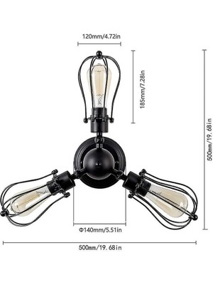 Xinh Lambalar Vintage Tavan Işıkları Ayarlanabilir Soket Endüstriyel Ch Eliers Metal Tel Kafes Lambası Yarı Floş (Yurt Dışından)