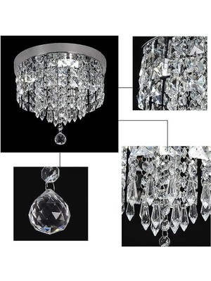 Xinh Lambalar Kristal Ch Elier Modern LED Tavan Işık Gömme Montaj Paslanmaz Çelik Fikstür 966; 250MM Boncuklu (Yurt Dışından)