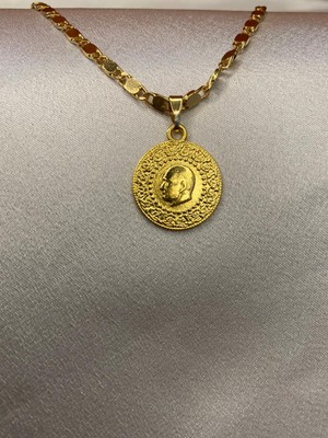 Altın Sinek Altın Kaplama Çeyrek Çerçeveli Kolye