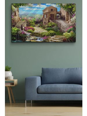 Dünyatablo Avrupa Ev Manzarası Dekoratif Kanvas Duvar Tablosu