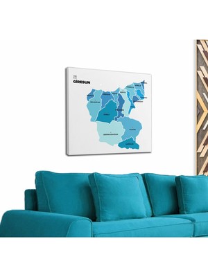 Dünyatablo Giresun  Ili ve Ilçeler Haritası  Dekoratif Kanvas Tablo 1347