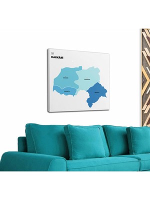 Dünyatablo Hakkari  Ili ve Ilçeler Haritası  Dekoratif Kanvas Tablo 1353