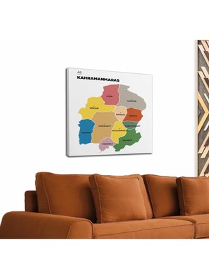 Dünyatablo Kahramanmaraş Ili ve Ilçeler Haritası  Dekoratif Kanvas Tablo 1371