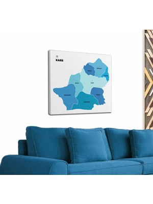 Dünyatablo Kars Ili ve Ilçeler Haritası  Dekoratif Kanvas Tablo 1381