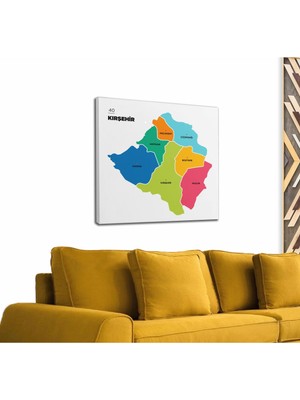 Dünyatablo Kırşehir Ili ve Ilçeler Haritası  Dekoratif Kanvas Tablo 1397