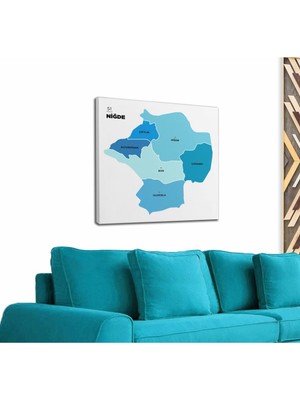 Dünyatablo Niğde Ili ve Ilçeler Haritası  Dekoratif Kanvas Tablo 1432