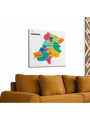 Dünyatablo Sakarya Ili ve Ilçeler Haritası  Dekoratif Kanvas Tablo 1442