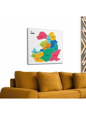 Dünyatablo Van Ili ve Ilçeler Haritası  Dekoratif Kanvas Tablo 1478
