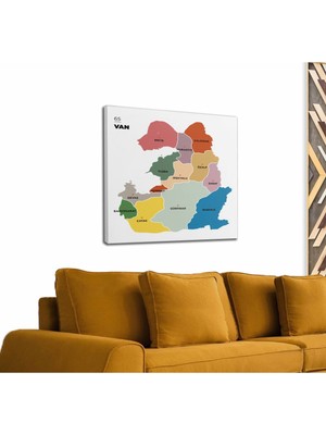 Dünyatablo Van Ili ve Ilçeler Haritası  Dekoratif Kanvas Tablo 1479