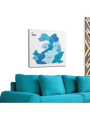 Dünyatablo Van Ili ve Ilçeler Haritası  Dekoratif Kanvas Tablo 1480