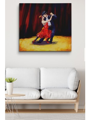 Dünyatablo Tango Danscıları Yağlıboya Görünüm Dekoratif Kanvas Duvar Tablosu