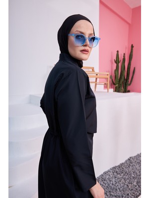 Remsa Mayo Önü Kapaklı Paraşüt Tam Kapalı Tesettür Mayo Koyu Lacivert Nuray