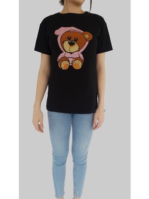 Gesvages Bisiklet Yaka Taşlı Ayıcık Tshirt