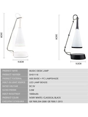 Lambalar Dokunmatik LED Bluetooth USB Masa Lambası Siyah (Yurt Dışından)