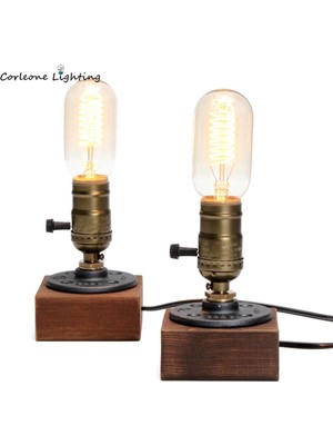 E27 Masa Lambası Vintage Endüstriyel Masa Lambası Loft Edison Masa Fenerler Oturma Odası Başucu Yatak Odası Lamba Ev Deco Işık Armatürleri | LED Masa Lambaları (Yurt Dışından)