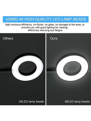 Lambalar Klip Lamba Disk 48LED Masa Lambası Okuma Lambası 3 Işık Modları 10 Dim Parlaklık USB Güç (Yurt Dışından)