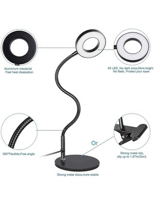 Lambalar Klip Lamba Disk 48LED Masa Lambası Okuma Lambası 3 Işık Modları 10 Dim Parlaklık USB Güç (Yurt Dışından)