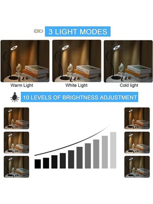 Lambalar Klip Lamba Disk 48LED Masa Lambası Okuma Lambası 3 Işık Modları 10 Dim Parlaklık USB Güç (Yurt Dışından)