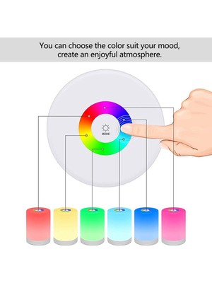 LED Gece Lambası, Akıllı Başucu Masa Lambası, Dokunmatik Kontrol, Kısılabilir, USB Şarjlı, Taşınabilir, Çocuklar Için Rgb Değiştirme, Yatak Odası, Kamp (Yurt Dışından)