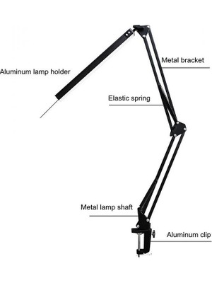 LED Uzun Kol Klip Masa Lambası YG814 Weluot, 10W, Üç Seviye Renk Sıcaklığı, Siyah (Siyah) (Yurt Dışından)