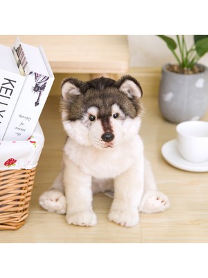 Gerçekçi Kurt Köpek Husky Yavru Peluş Dolması Hayvan Bebek Bebek Çocuk Kurt Lover Doğum Günü Hediyesi Ev Dükkanı Dekorasyon | Doldurulmuş ve peluş Hayvanlar (Yurt Dışından)