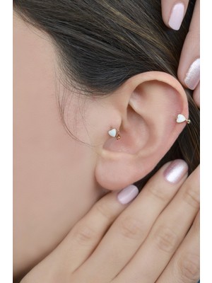 Sacce Scarves&Accessories Beyaz Kalpli Halka Tragus Piercing Kıkırdak Küpesi