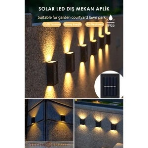 1ADET Modern Solar Çift Taraflı Aplik Güneş Enerjili Aydınlatma Dekorasyon Duvar Lamba