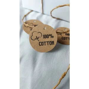 Çikoleyt Design Kraft 100% Cotton Pamuklu Ürün Etiketi  Delikli 4x4 cm 50 Adet