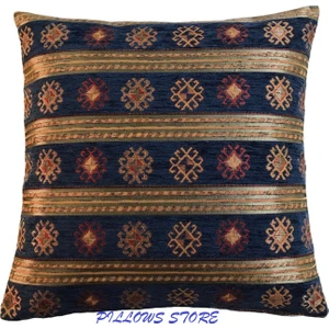 Şerit Desenli Lacivert Kırlent Kılıfı  45CM*45CM