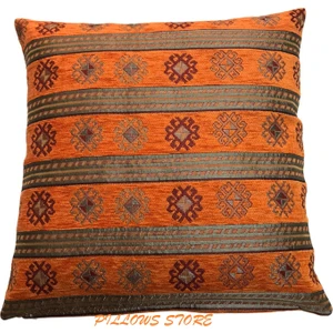 Şerit Desenli Turuncu Kırlent Kılıfı  45CM*45CM