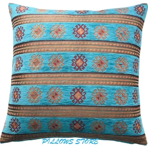 Pillows Store Şerit Desenli Turkuaz Kırlent Kılıfı  45CM*45CM