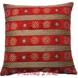 Pillows Store Şerit Desenli Kırmızı Kırlent Kılıfı  45CM*45CM