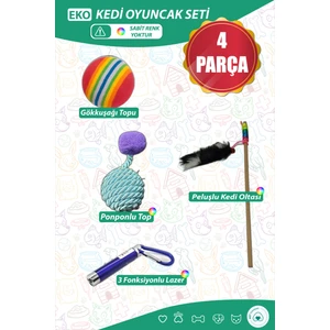 Ast Gross Pet Eko Kedi Oyuncak Seti Kedi Oyuncağı Olta Kedi Lazer Top