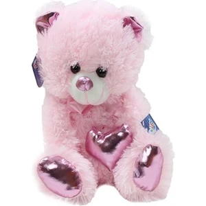 Parlak Kalpli Peluş Ayı 30 cm - Pembe