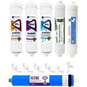 H-MAX Reverse Osmosis System H-MAX Süper Sarım Membranlı Kapalı Kasa Tüm Su Arıtma Cihazlarına Uyumlu 6'li Filtre Takımı