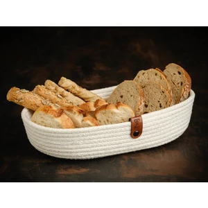 Pamuk İp El Yapımı Ekmek Sepeti 25 X 15 X 5 Cm