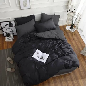 Haifisch Siyah-Füme Ranforce  Doğal Pamuklu Tek Kişilik Çift Taraflı İki Renk Nevresim Takımı