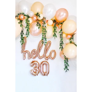 30 Yaş Doğum Günü Balonları - Hello 30 El Yazısı Rose Gold Renk Folyo Balon
