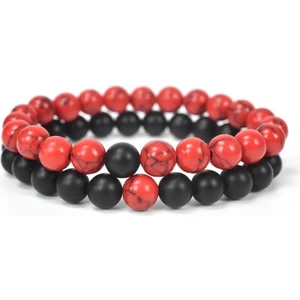 Padore Accessory Unisex Tasarım Tokluk Hissi Veren 2 Adet Doğal Taş Bileklik Jade ve Onix