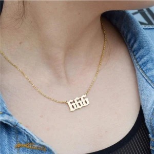 925 Ayar Melek Sayısı 666 Gümüş Kolye Uzunluk 45 cm