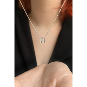 925 Ayar Zirkon Taşlı Silver Minimal N Hafli Kolye Uzunluk 42 cm
