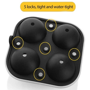 Three Beans Silikon 4 Delik Buz Topu Maker Büyük Küre Kalıp Buz Küp Tepsileri Viski 2.5 Inç Buz Topu Kalıp Yuvarlak Mutfak Bar Araçları | Dondurma Küvetleri (12.5 * 12.2 * 5 Cm) (Yurt Dışından)