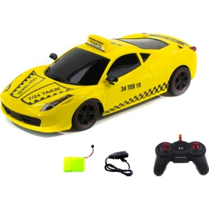 1:16 Ölçek Uzaktan Kumandalı Sarı Taksi Ferrari Işıklı Şarjlı