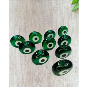 Flea Market Özel Renk ( Jade Yeşil ) El Yapımı Danagöz Nazar Boncuğu 9 Adet