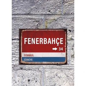 Fenerbahçe Yön Tabelası - Retro Vintage Ahşap Poster