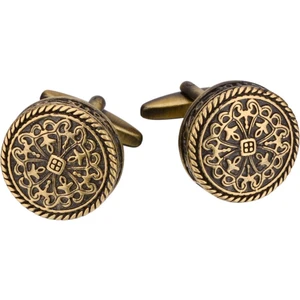 Three Beans Erkekler Için Yüksek Kaliteli Gömlek Kol Düğmeleri Yuvarlak Bronz Vintage Desen Metal Manşet Bağlantıları Düğün Damat Hediyeler | Kravat Klipleri ve Kol Düğmeleri (Yurt Dışından)